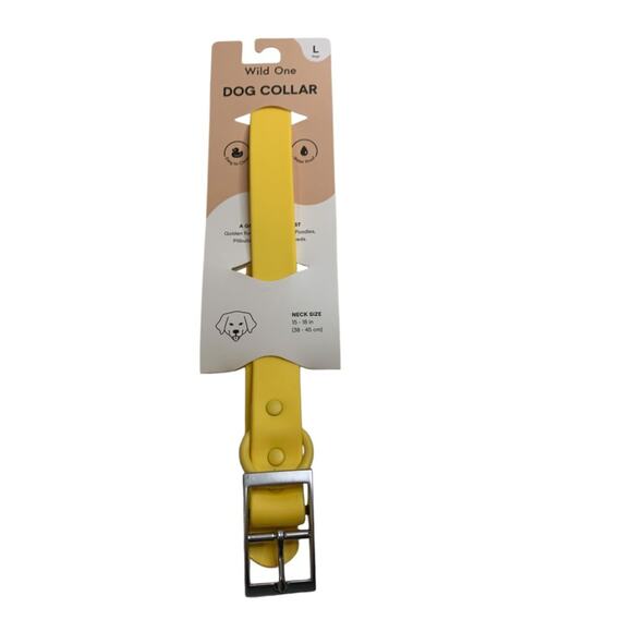 Large Wild One Dog Collar All Weather Durable Flex-Poly Yellow 15-18" Neck - Picture 1 of 8
